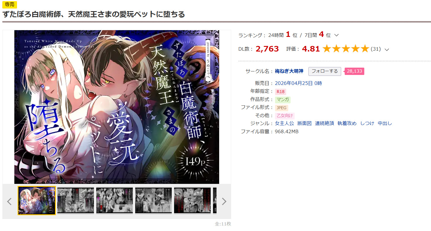 ずたぼろ白魔術師、天然魔王さまの愛玩ペットに堕ちるDLsite